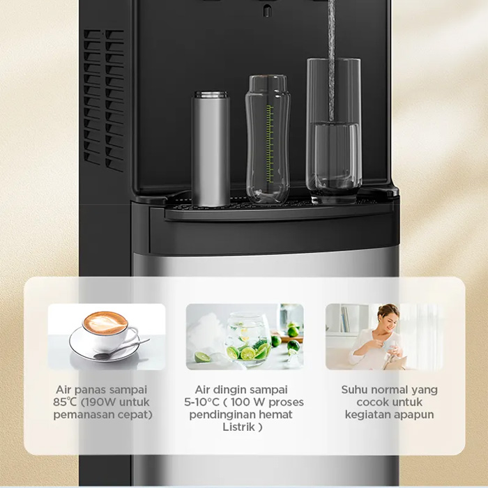 Midea Dispenser Standing Galon Bawah Kompresor Low Watt - Hitam - YL1567B | YL 1567 B